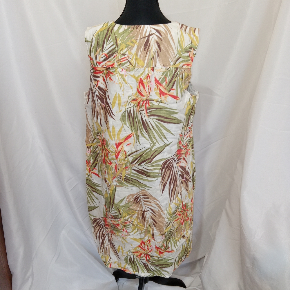 J. Jill Love Linen Tropical Print Shift Dress Womens M Tall Sleeveless Resort - Picture 8 of 10